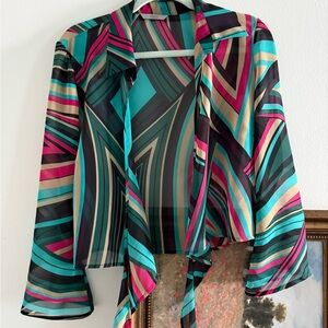 Multicolor Geometric Women's Top